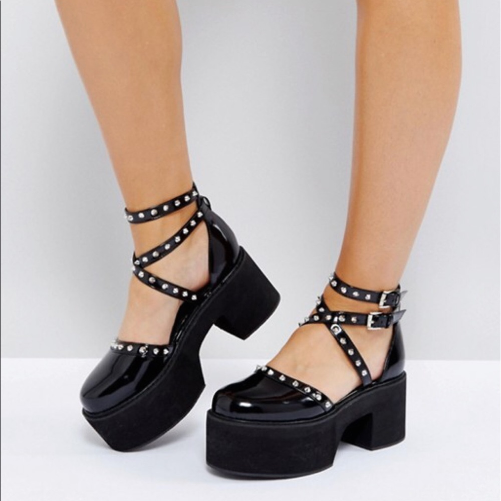 ASOS OBSTACLE Studded Chunky Heeled Shoes